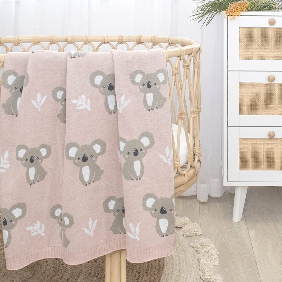 Shop Other Categories Living Textiles Bassinet & Cot Blankets | Living Textiles Australiana Baby Blanket /Blush Koala