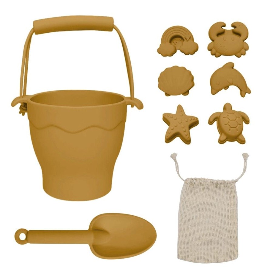 Prams & Strollers Lolli Living Pram & Stroller Toys | Playground By Living Textiles Silicone 8Pc Bucket & Spade Set Sunshine