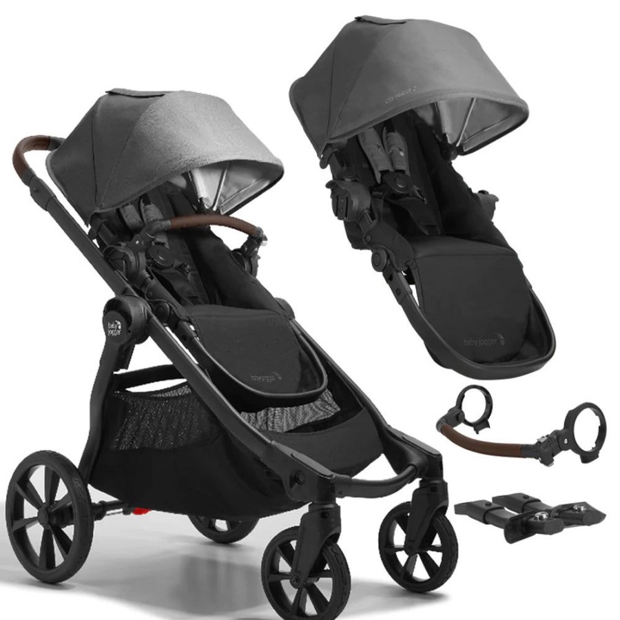 Prams & Strollers Baby Jogger | Baby Jogger City Select 2 Eco Premium Double Pram Bundle ( ) Harbour Grey