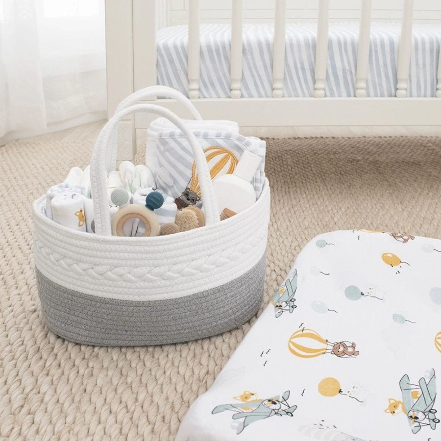 Shop Other Categories Living Textiles Nursery Storage | Living Textiles Cotton Rope Nappy Caddy Grey