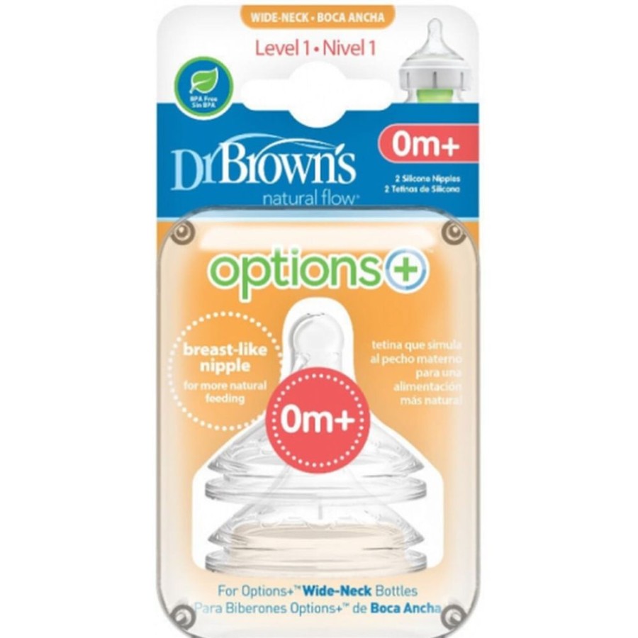 Shop Other Categories Dr Browns Newborn Feeding | Dr Browns Options+ Wide Neck 0 Months+ Teat 2 Pack