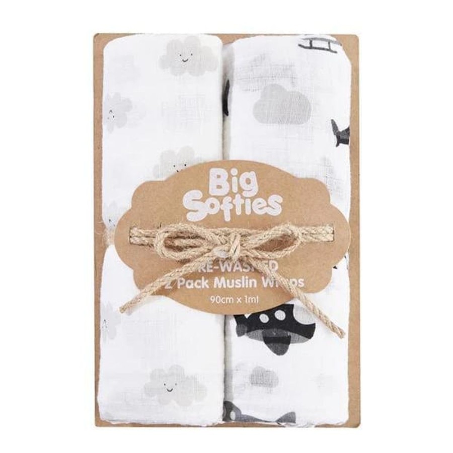 Shop Other Categories Big Softies Swaddles & Baby Wraps | Big Softies Muslin Wraps 2 Pack Clouds