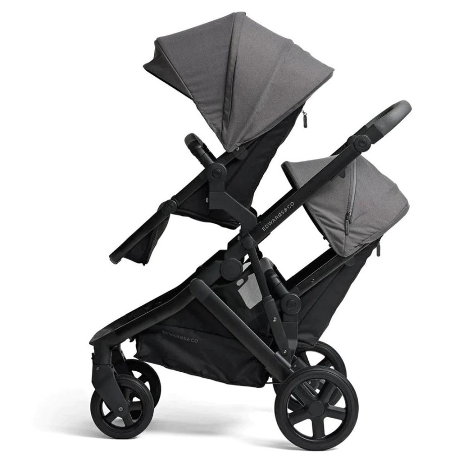 Prams & Strollers Edwards and Co | Edwards & Co Olive Pram + Second Seat ( ) And Free Carry Cot Valued At $299 Slate Grey