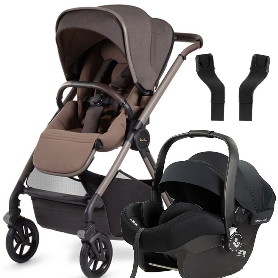 Prams & Strollers Silver Cross | Silver Cross Reef Pram + Maxi Cosi Mico 12 Capsule Onyx With Adapters Earth