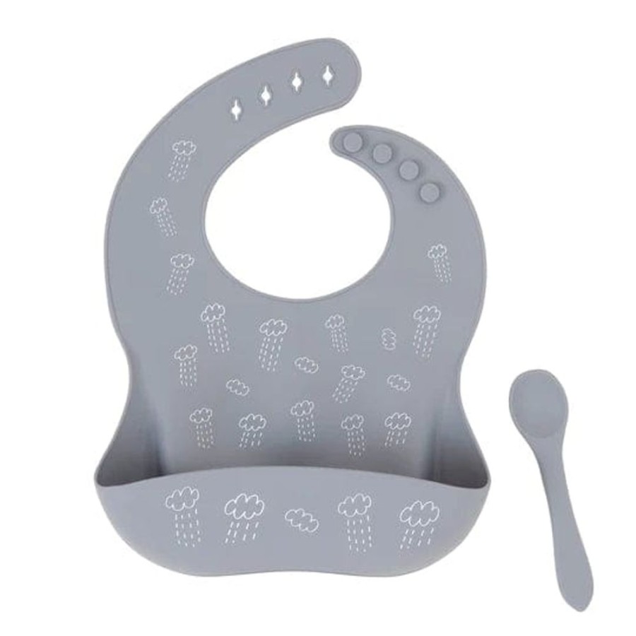 Shop Other Categories All4Ella Feeding Accessories | All4Ella Silicone Bib With Spoon Grey