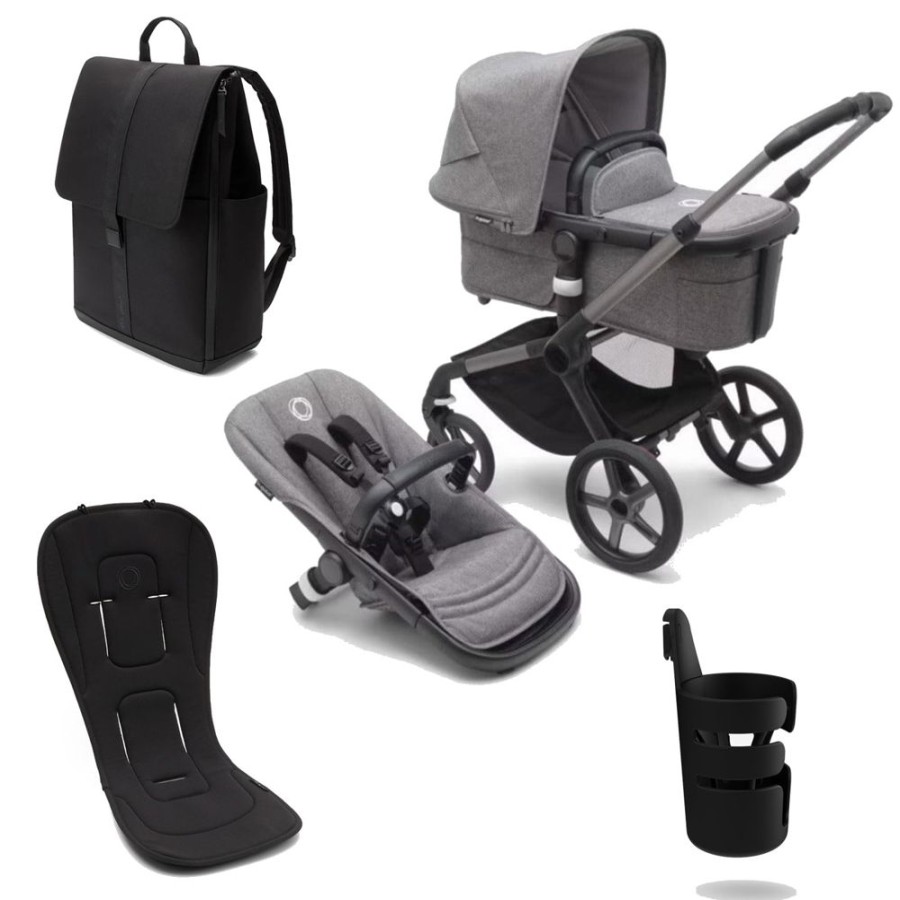 Prams & Strollers Bugaboo | Bugaboo Fox 5 Essential Pram Bundle Grey Melange