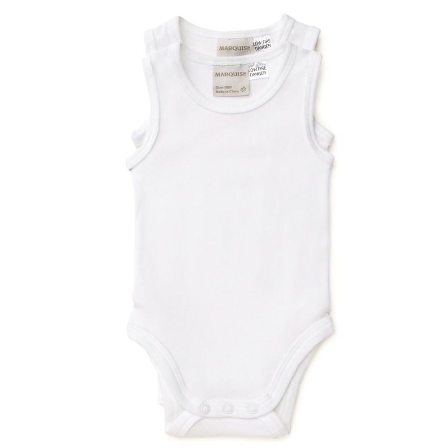 Shop Other Categories Marquise Baby Clothing & Gifts | Marquise 2 Pack Sleeveless Bodysuits 000 White