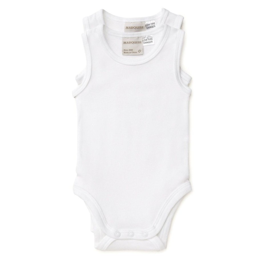 Shop Other Categories Marquise Baby Clothing & Gifts | Marquise 2 Pack Sleeveless Bodysuits 00000 White