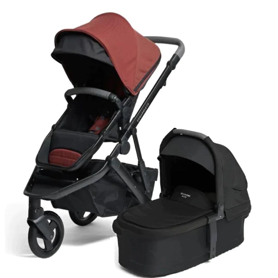 Prams & Strollers Edwards and Co | Edwards & Co Oscar M2 Pram ( ) + Bassinet With Free Stroller Board Valued At $199 Red Rust