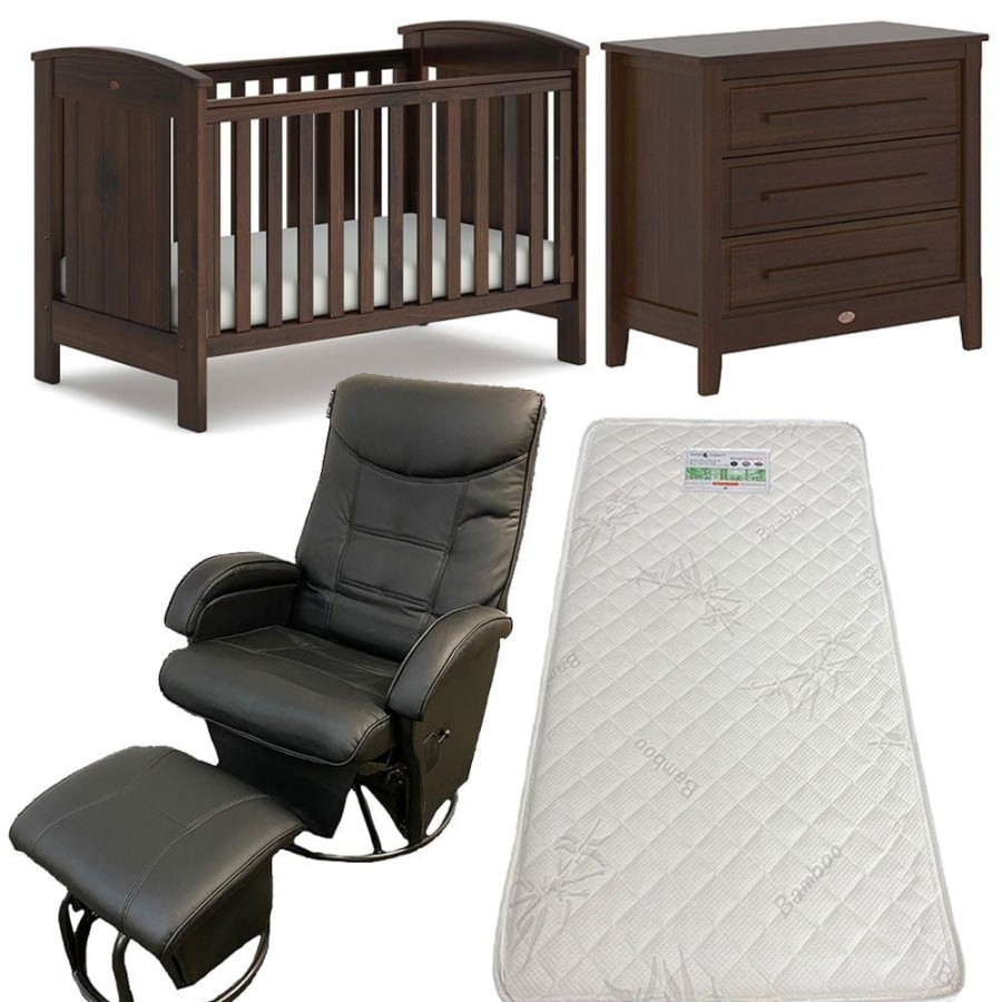 Nursery Furniture Boori | Boori Casa Cot And Linear Chest With Ambrosia Glider Chair + Bonnell Bamboo Mattress Coffee