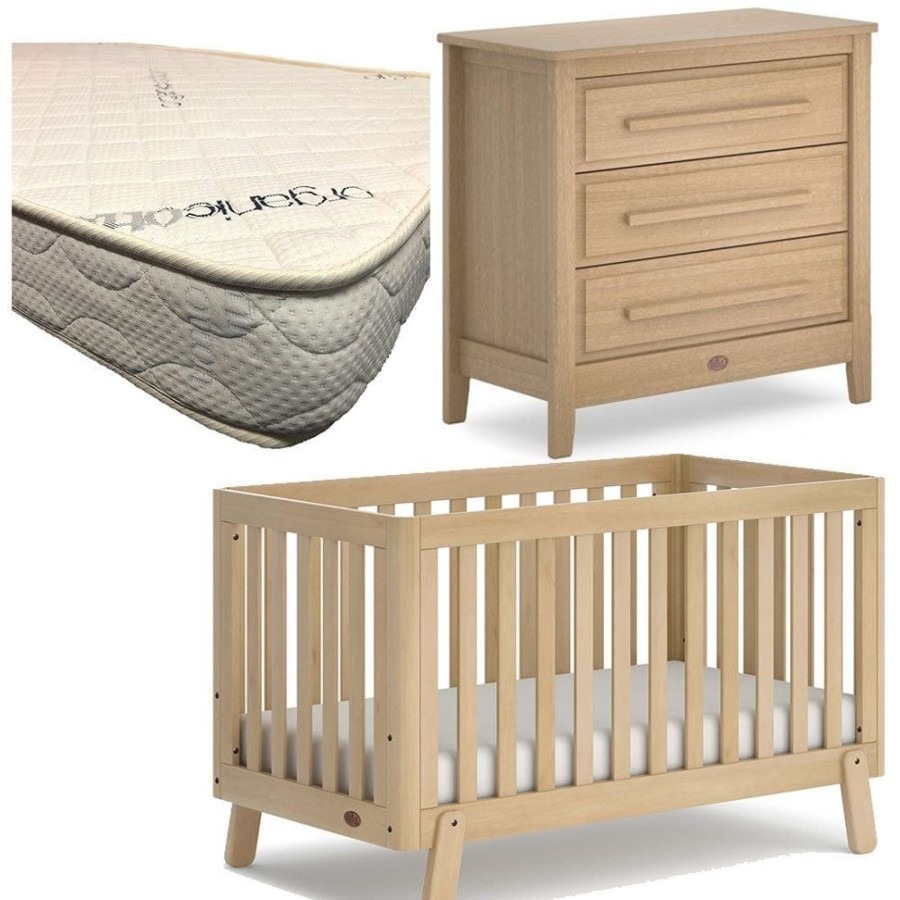 Nursery Furniture Boori | Boori Turin (Fullsize) Cot And Linear Chest Package + Micro Pocket Organic Mattress Almond