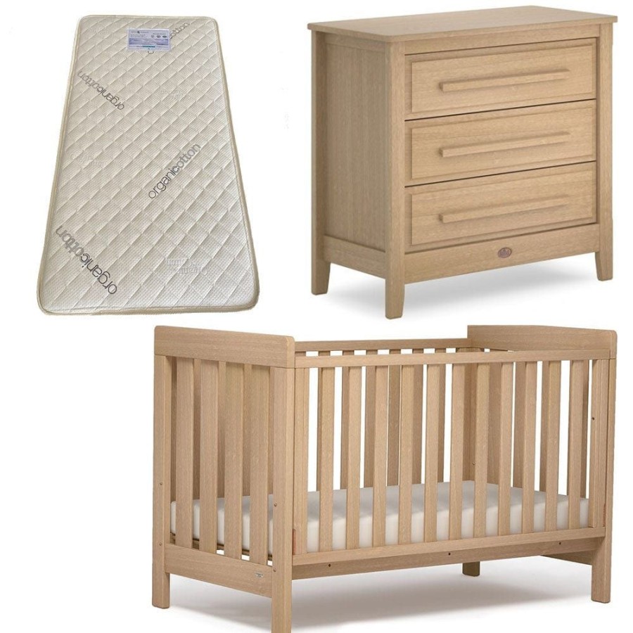 Nursery Furniture Boori | Boori Daintree Cot And Linear Chest Package + Bonnell Organic Mattress Almond