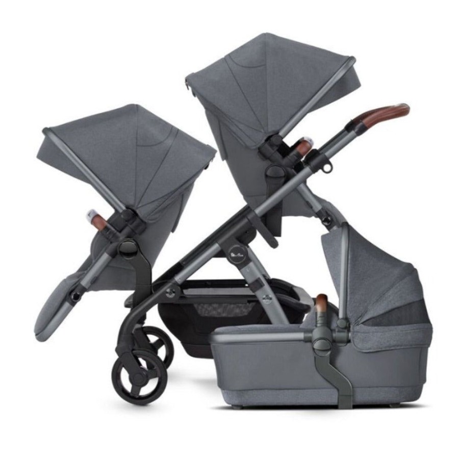 Prams & Strollers Silver Cross | Silver Cross Wave Pram, Carrycot And Second Seat + Free Footmuff Valued At $299 Lunar