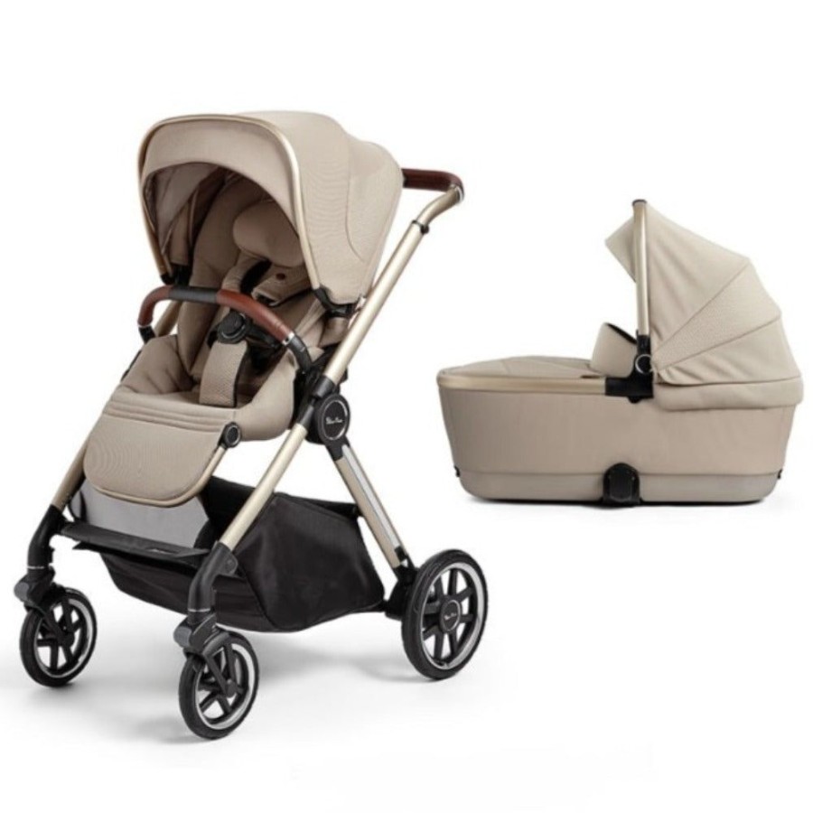 Prams & Strollers Silver Cross | Silver Cross Reef Pram + First Bed Folding Carrycot Stone