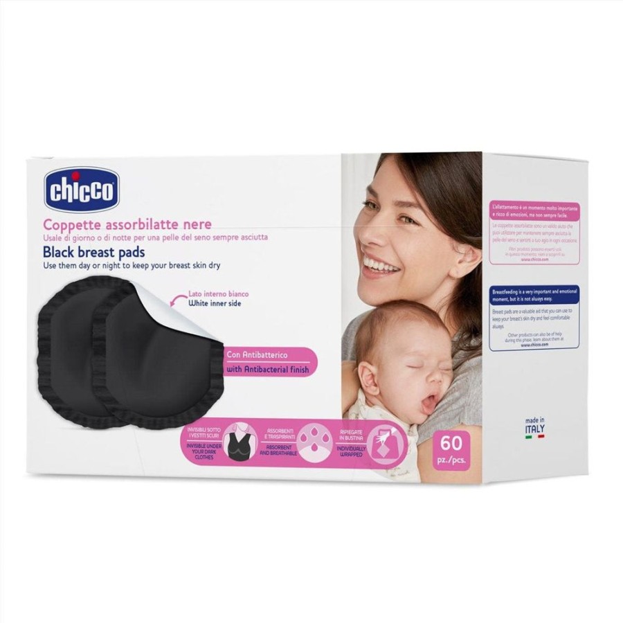 Shop Other Categories Chicco Feeding Accessories | Chicco Antibacterial Breast Pads 60 Pcs Black