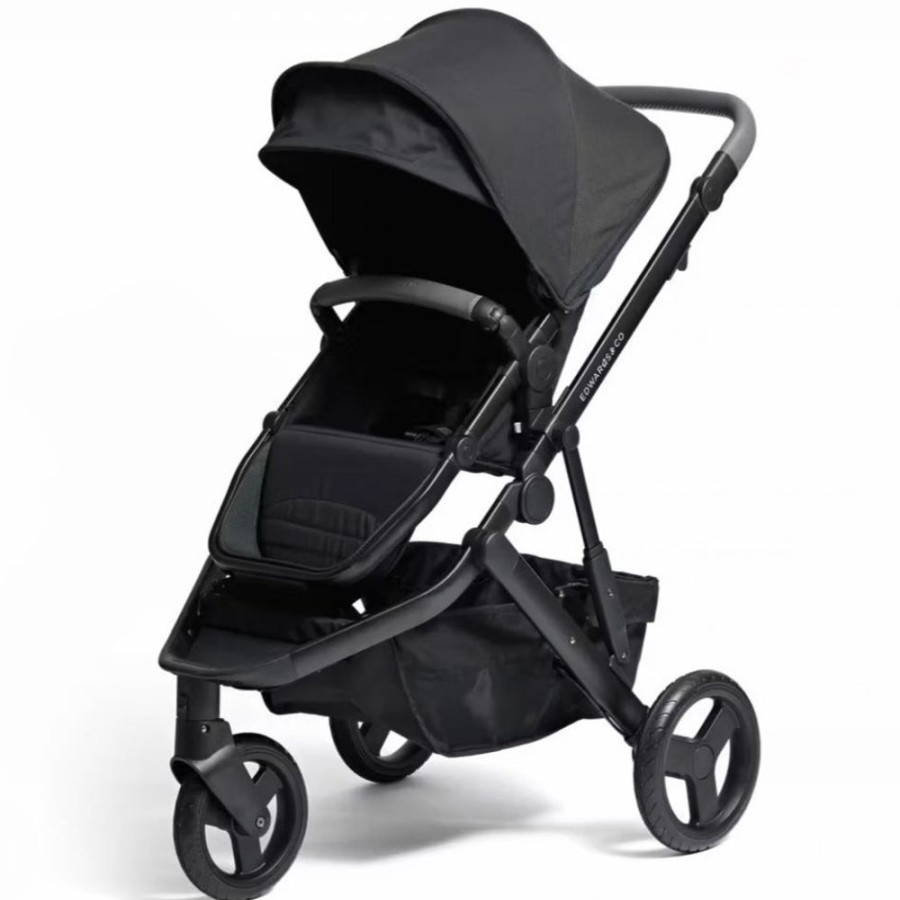 Prams & Strollers Edwards and Co | Edwards & Co Oscar M2 Pram ( ) + Free Stroller Board Valued At $199 Black Luxe