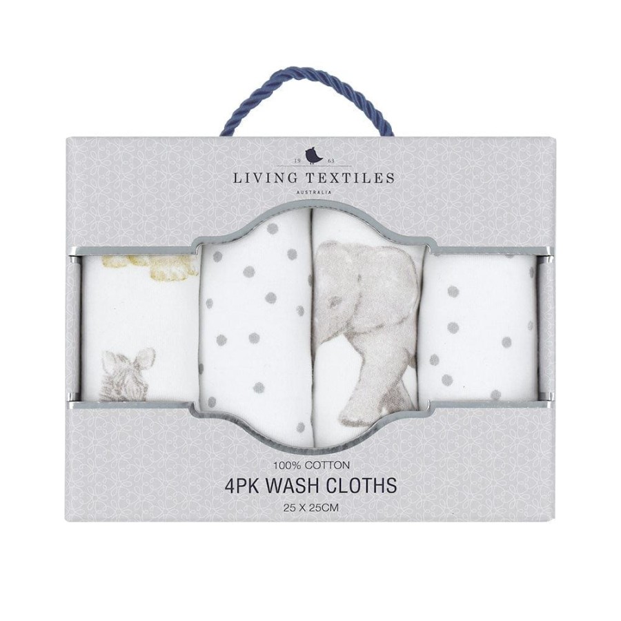 Shop Other Categories Living Textiles Bath Accessories | Living Textiles 4-Pack Wash Cloths Savanna Babies