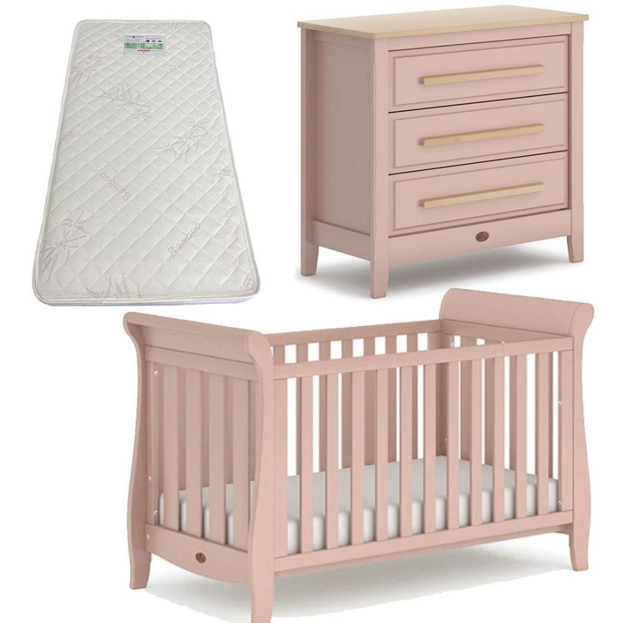 Nursery Furniture Boori | Boori Sleigh Elite Cot, Linear Chest And Almond + Bonnell Bamboo Mattress Package Cherry