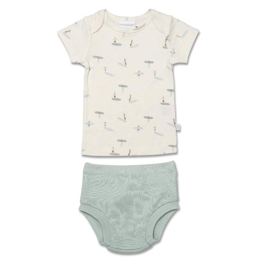 Shop Other Categories Marquise Baby Clothing & Gifts | Marquise Short Sleeve T-Shirt And Nappy Cover Print 000 Surf