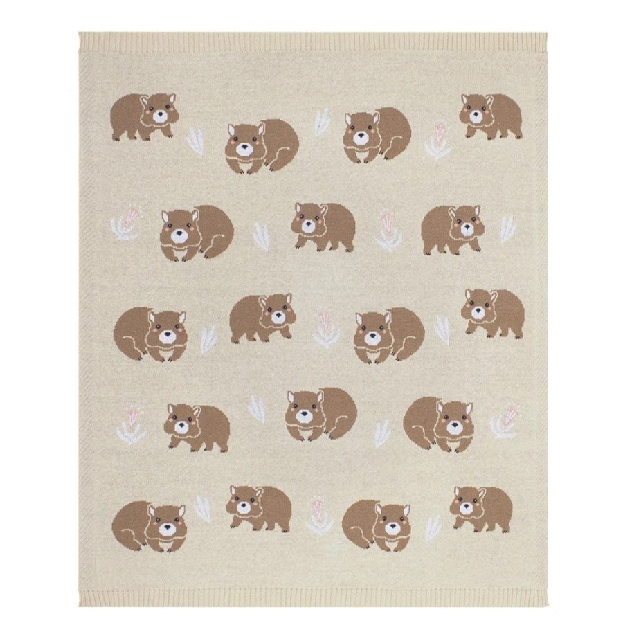 Shop Other Categories Living Textiles Bassinet & Cot Linen | Living Textiles Australiana Baby Blanket /Beige Wombat