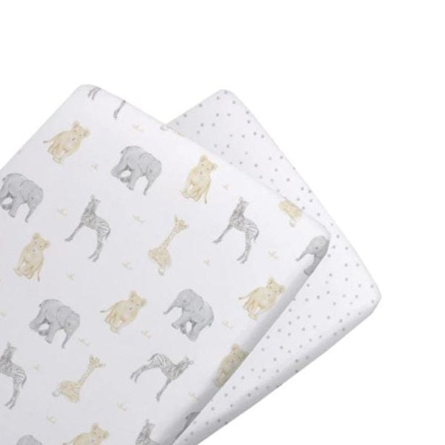 Shop Other Categories Living Textiles Bassinet & Cot Linen | Living Textiles 2-Pack Bassinet Fitted Sheet Savanna Babies