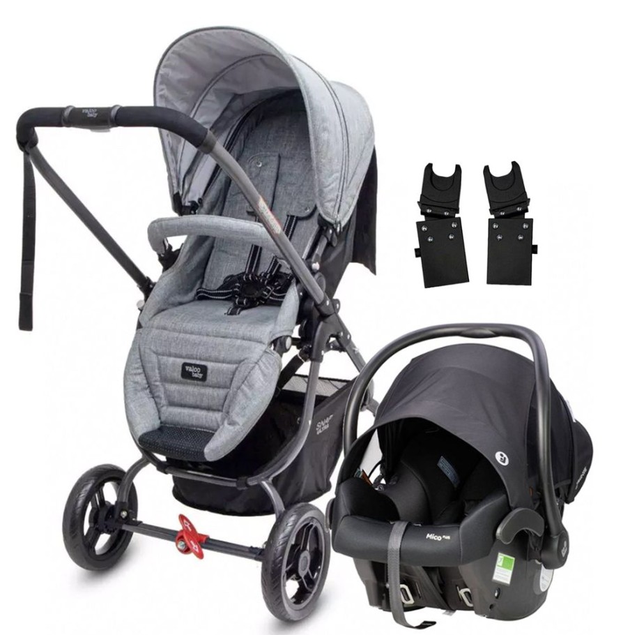 Prams & Strollers Valco Baby | Valco Baby Snap Ultra Tailor Made ( ) With Maxi Cosi Mico Isofix Capsule (Onyx) & Maxi Cosi Adaptor Grey Marle