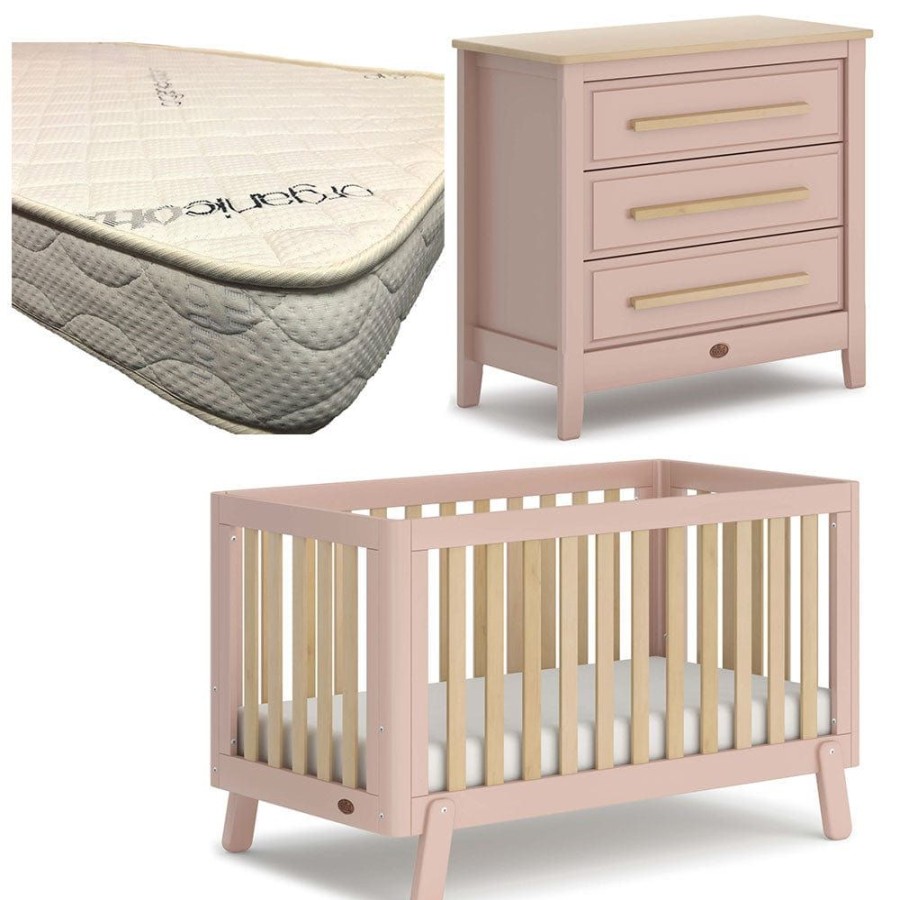 Nursery Furniture Boori | Boori Turin (Fullsize) Cot And Linear Chest Package Cherry And Almond + Micro Pocket Organic Mattress Cherry/Almond