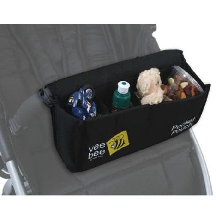 Prams & Strollers VeeBee Pram Cup Holder & Storage | Veebee Stroller Pocket Pouch Black