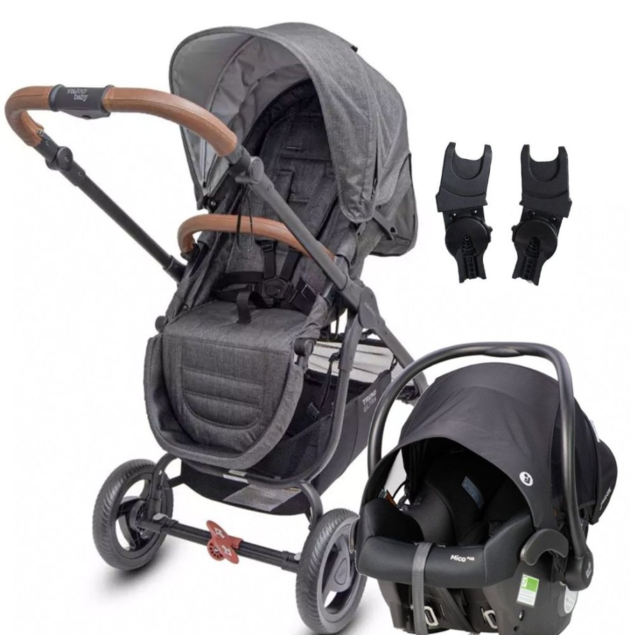 Prams & Strollers Valco Baby | Valco Baby Trend Ultra ( ) With Mico Plus Isofix Capsule (Onyx) + Maxi Cosi Adaptor Charcoal