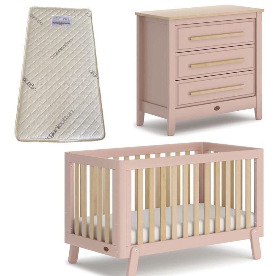 Nursery Furniture Boori | Boori Turin (Fullsize) Cot And Linear Chest Package Cherry And Almond + Bonnell Organic Latex Mattress Cherry/Almond