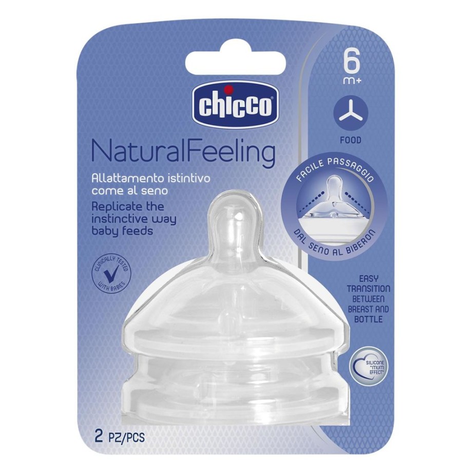 Shop Other Categories Chicco Newborn Feeding | Chicco Natural Teat 2 Pack 6M+ Fast Flow