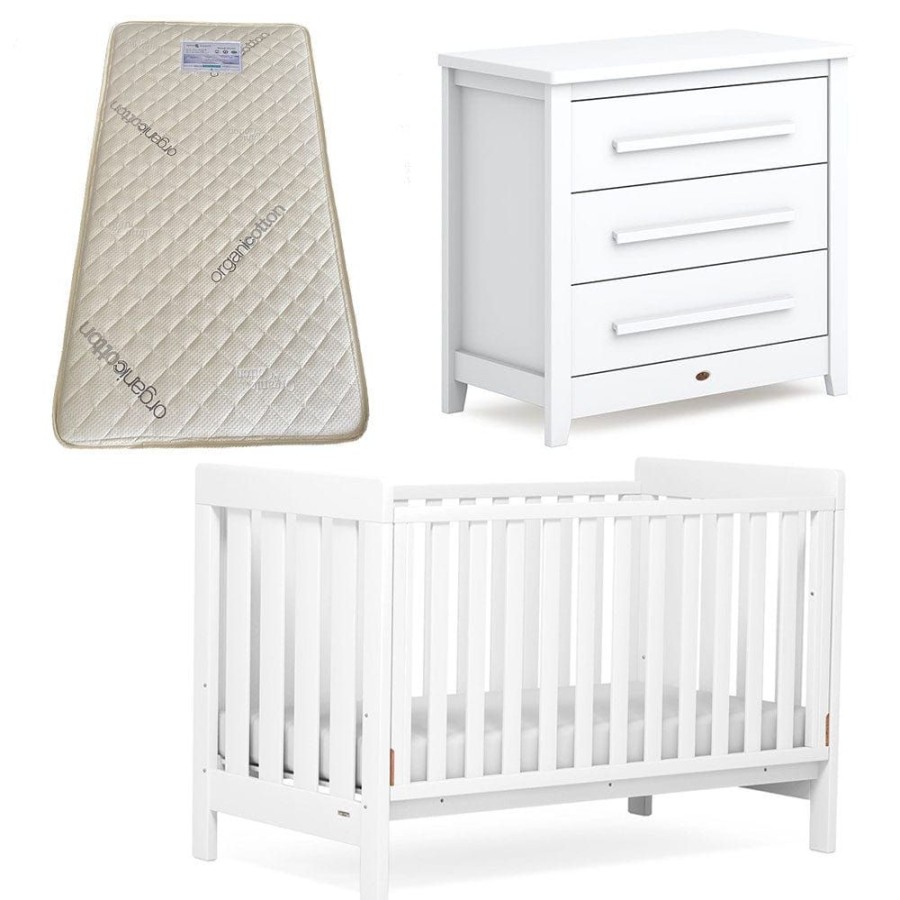 Nursery Furniture Boori | Boori Daintree Cot And Linear Chest Package + Bonnell Organic Mattress Barley