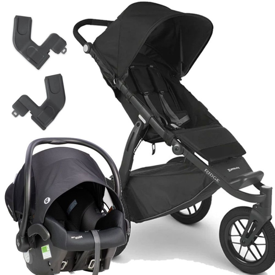 Prams & Strollers Uppababy | Uppababy Ridge Stroller (Jake) With Maxi Cosi Mico Plus Isofix Capsule (Onyx) + Maxi Cosi Adaptor