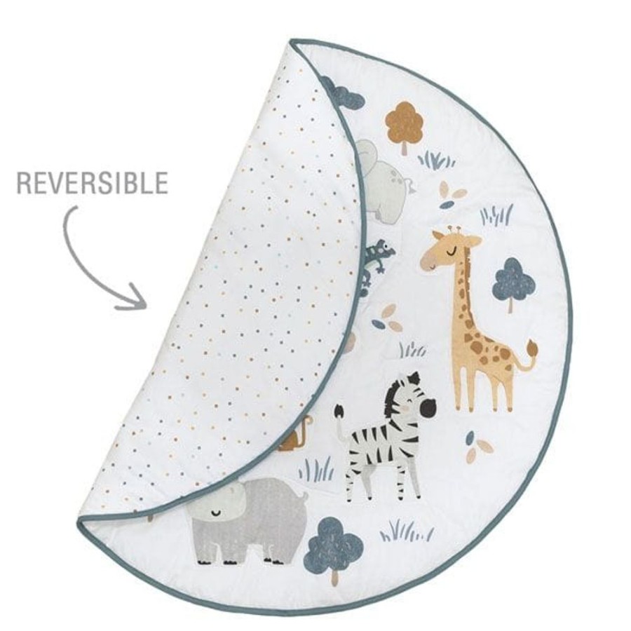 Shop Other Categories Lolli Living Baby Activity Centres | Living Textiles Round Play Mat With Milestone Card Day At The Zoo